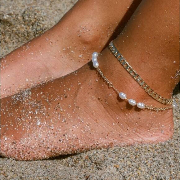 STERLING FOREVER 9.75" EXIE CHAIN ANKLET BUNDLE Silver - Msrp $52 - Picture 2 of 16